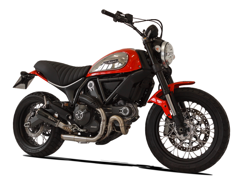 HP CORSE Ducati Scrambler 800 (2015+) Slip-on Exhaust "GP-07 Black" (EU homologated; with wire mesh)