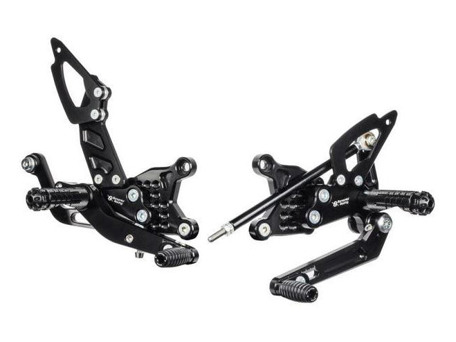 A005SR - BONAMICI RACING Aprilia RSV4 / Tuono V4 (2017+) Adjustable Rearset (racing; with brake light kit)