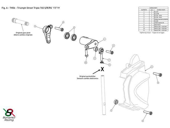 TH06 - BONAMICI RACING Triumph Street Triple (2017 – ) Adjustable Rearset