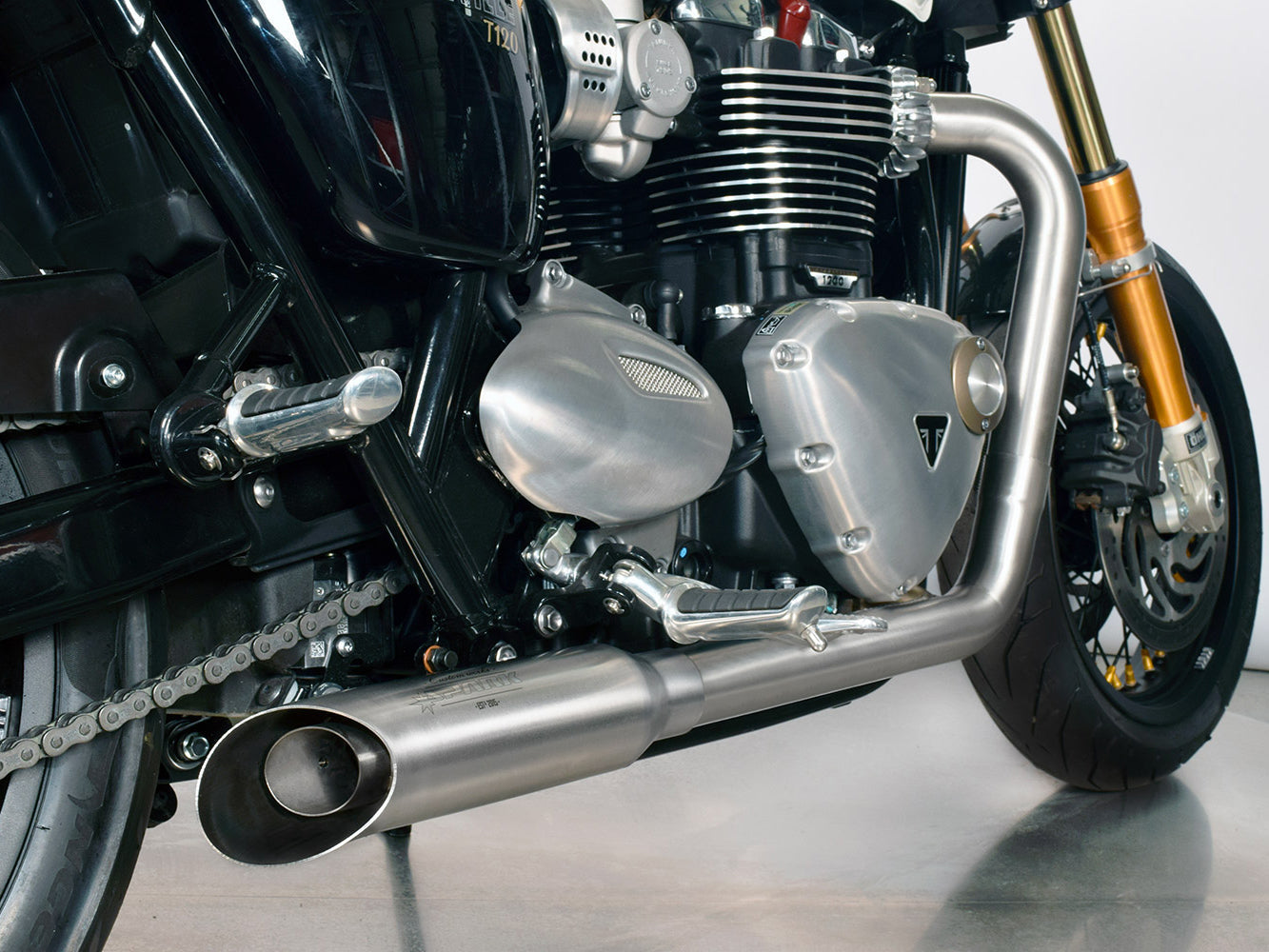 SPARK Triumph Bonneville T120 / Street Twin Full Exhaust System "Custom Works" (EU homologated)