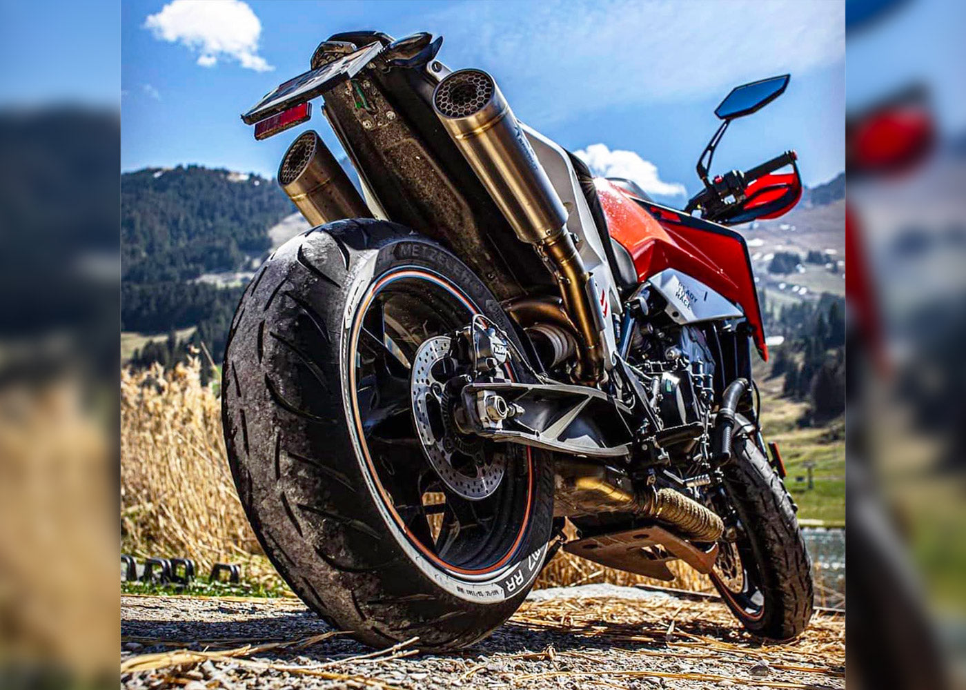 SPARK KTM 790/890 Duke/R Titanium Semi-Full Double Exhaust System "Grid-o" (EU homologated; 215 mm)