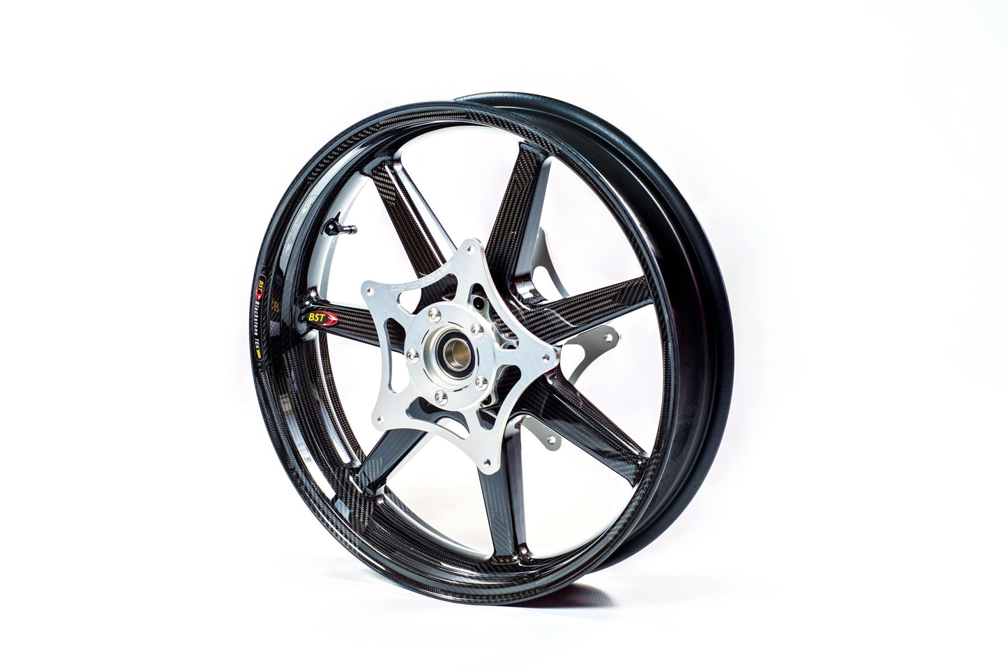 BST BMW R1200GS / R1200R / R1200RS / R1200S Carbon Wheels Set "Panther TEK" (front & conventional rear, 7 straight spokes, silver hubs)