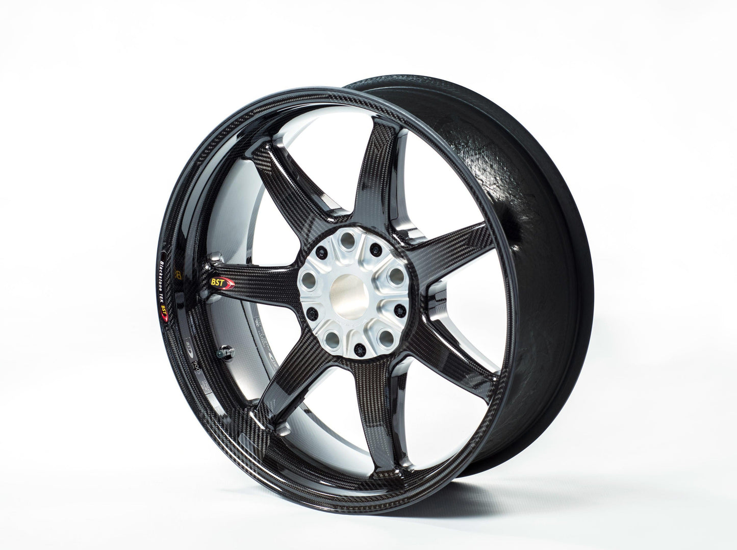 BST BMW R1200GS / R1200R / R1200RS / R1200S Carbon Wheels Set "Panther TEK" (front & conventional rear, 7 straight spokes, silver hubs)