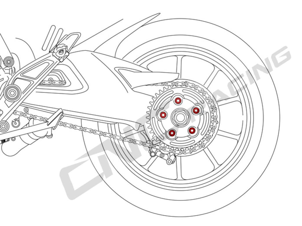 DA386 - CNC RACING Ducati Monster / Panigale Rear Sprocket Nuts (M10x1.0)