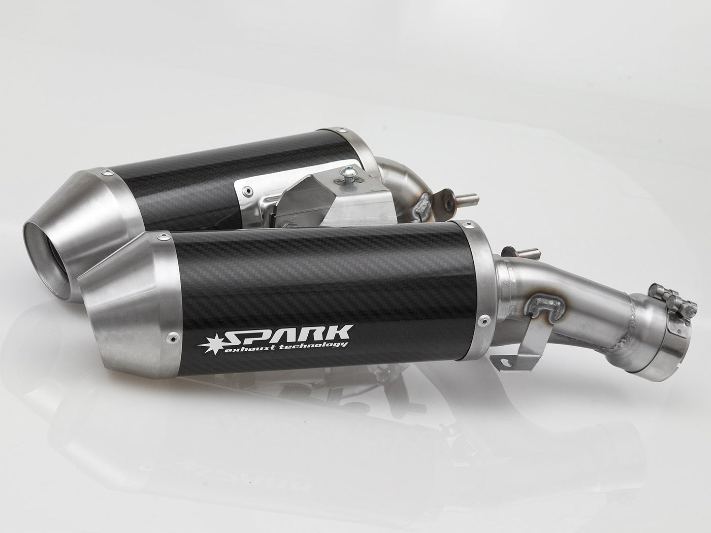 SPARK Ducati Hypermotard 796/1100 Dual Slip-on Exhaust "Round" (EU homologated; carbon)