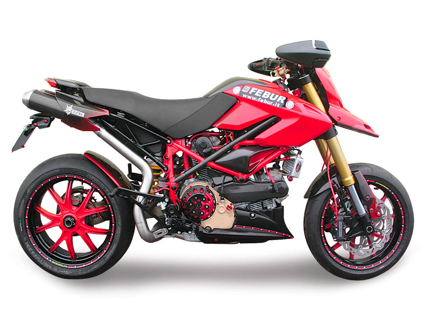 SPARK Ducati Hypermotard 796/1100 Dual Slip-on Exhaust "Round" (EU homologated; carbon)