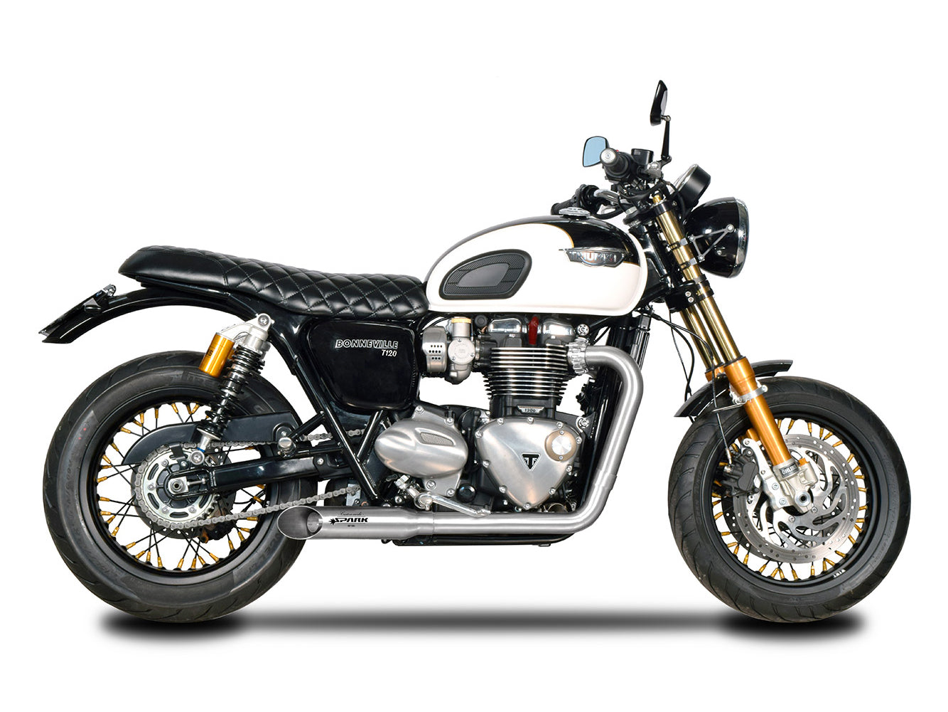 SPARK Triumph Bonneville T120 / Street Twin Full Exhaust System "Custom Works" (EU homologated)