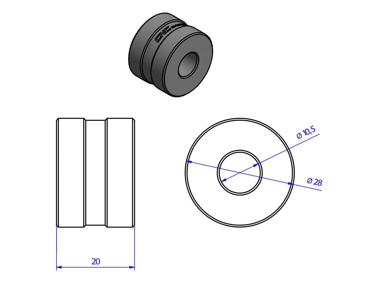 RM212 - CNC RACING Ducati Hypermotard 796/1100 Handlebar Spacer Adapters