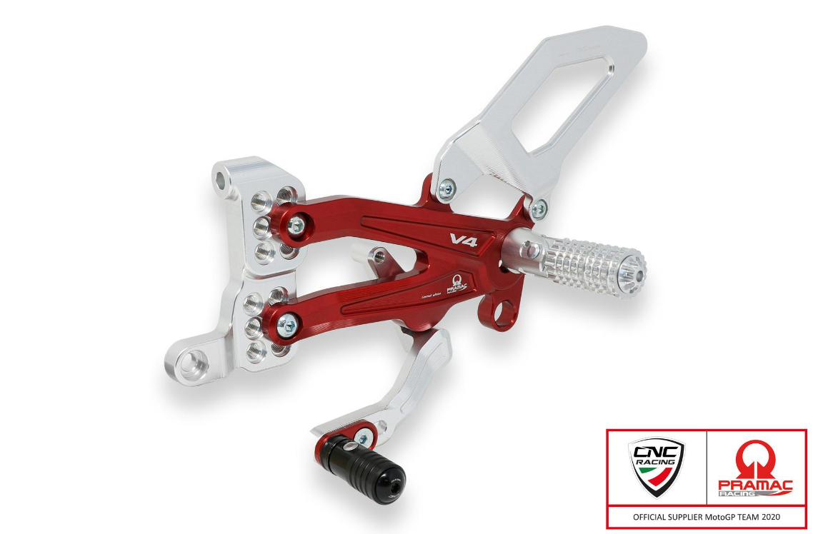 PE409PR - CNC RACING Ducati Streetfighter V4 Adjustable Rearset (Pramac Racing Limited Edition)