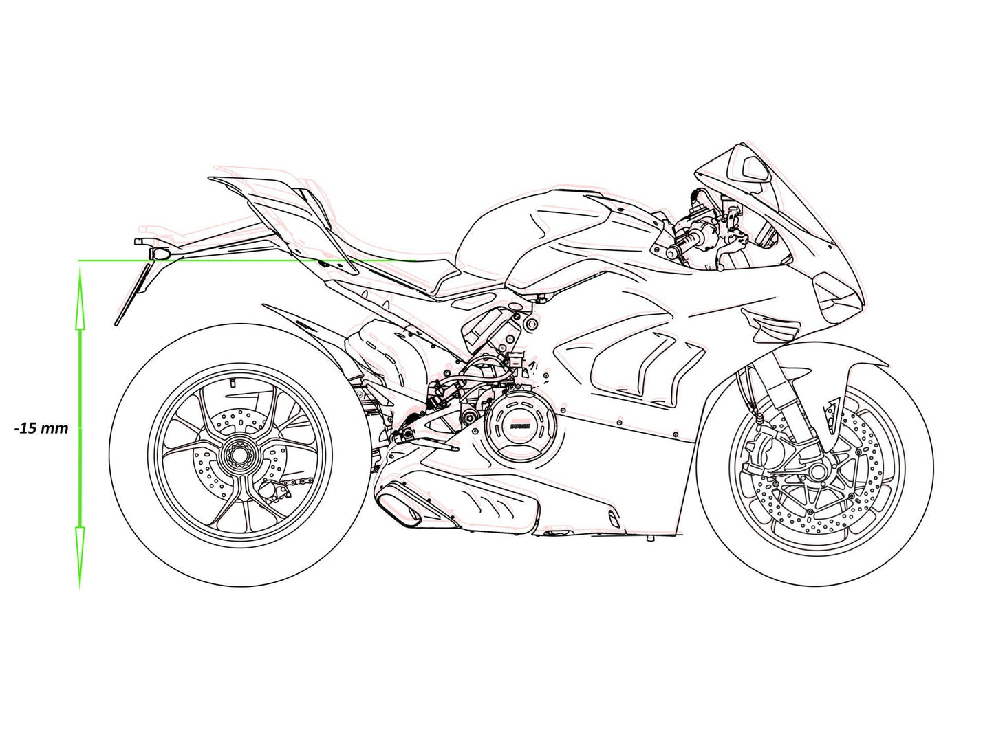 TR115 - CNC RACING Ducati Panigale V4 / Streetfighter Rear Shock Absorber Tie Rods (lower seat position)
