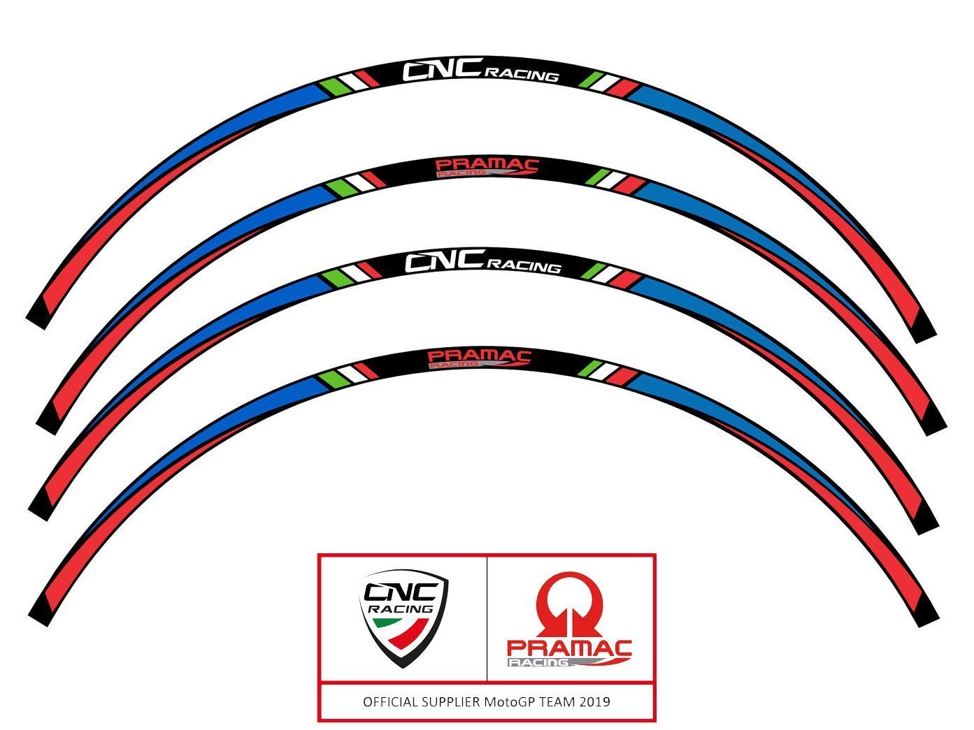 CNC RACING Wheel Stripes kit (17'', Pramac Racing Limited Edition)