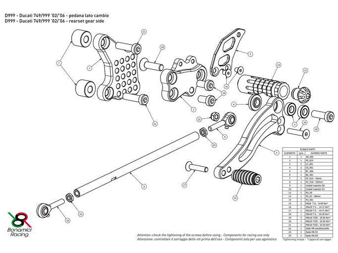 D999 - BONAMICI RACING Ducati Superbike 749 / 999 Adjustable Rearset