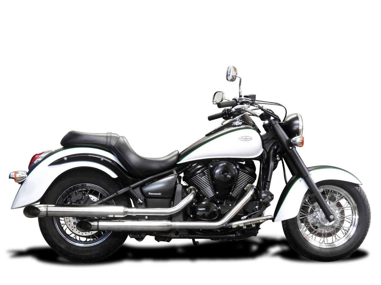 DELKEVIC Kawasaki VN900 Vulcan Full Exhaust System "Curved Out 21"