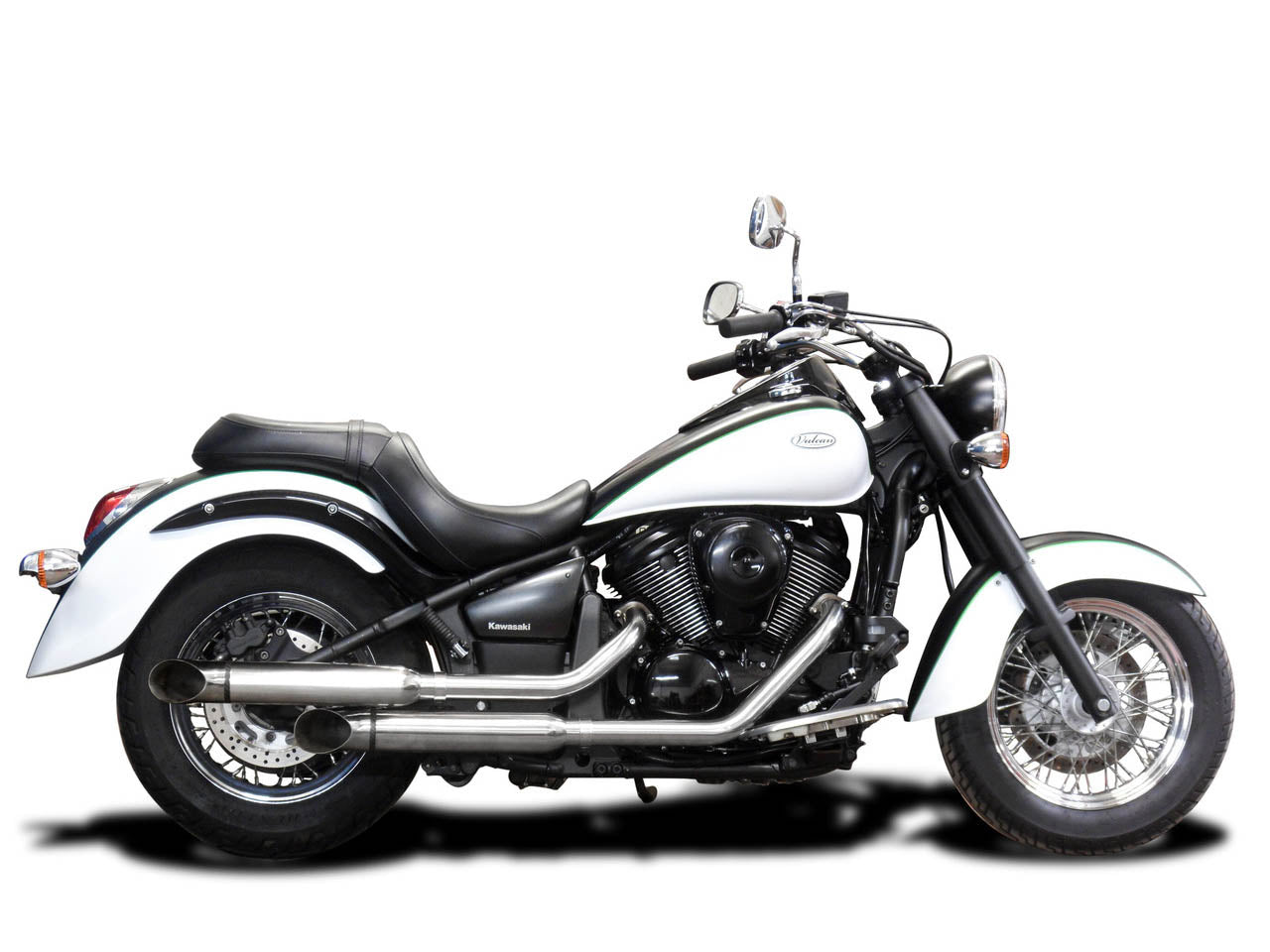 DELKEVIC Kawasaki VN900 Vulcan Full Exhaust System "Curved Out 16"