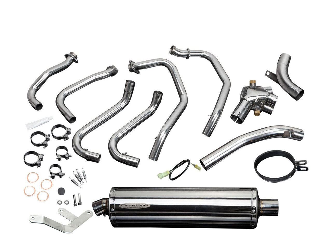 DELKEVIC Honda VFR800 Interceptor (98/01) Full Exhaust System with Stubby 18" Silencer (high level)