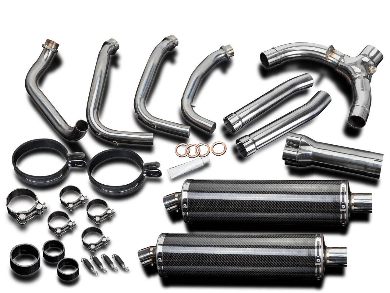 DELKEVIC Honda CBR1100XX Blackbird Full Exhaust System with Stubby 18" Carbon Silencers