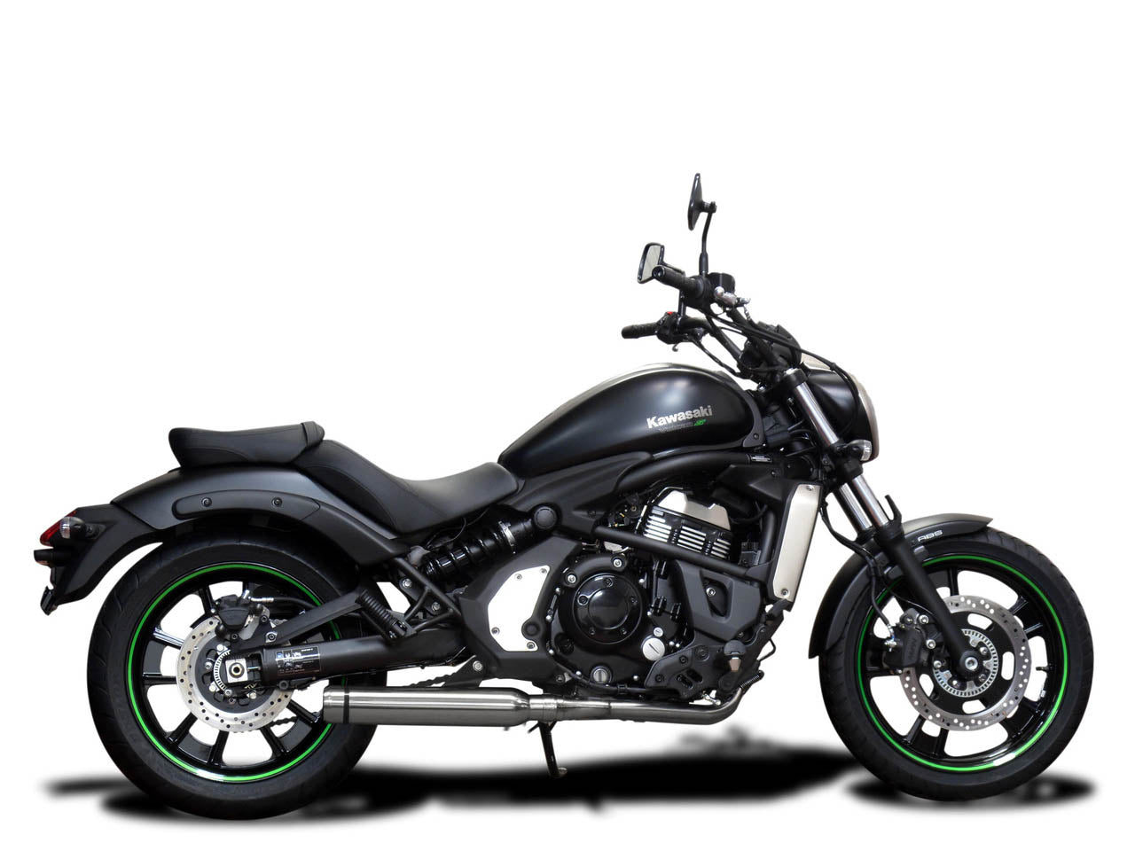 DELKEVIC Kawasaki Vulcan S EN650 (15/20) Full Exhaust System with Bull Nose Tip 16" Silencer
