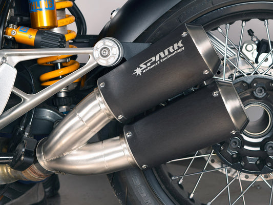 SPARK BMW R nineT Double Slip-on Exhaust "MotoGP" (racing; dark)