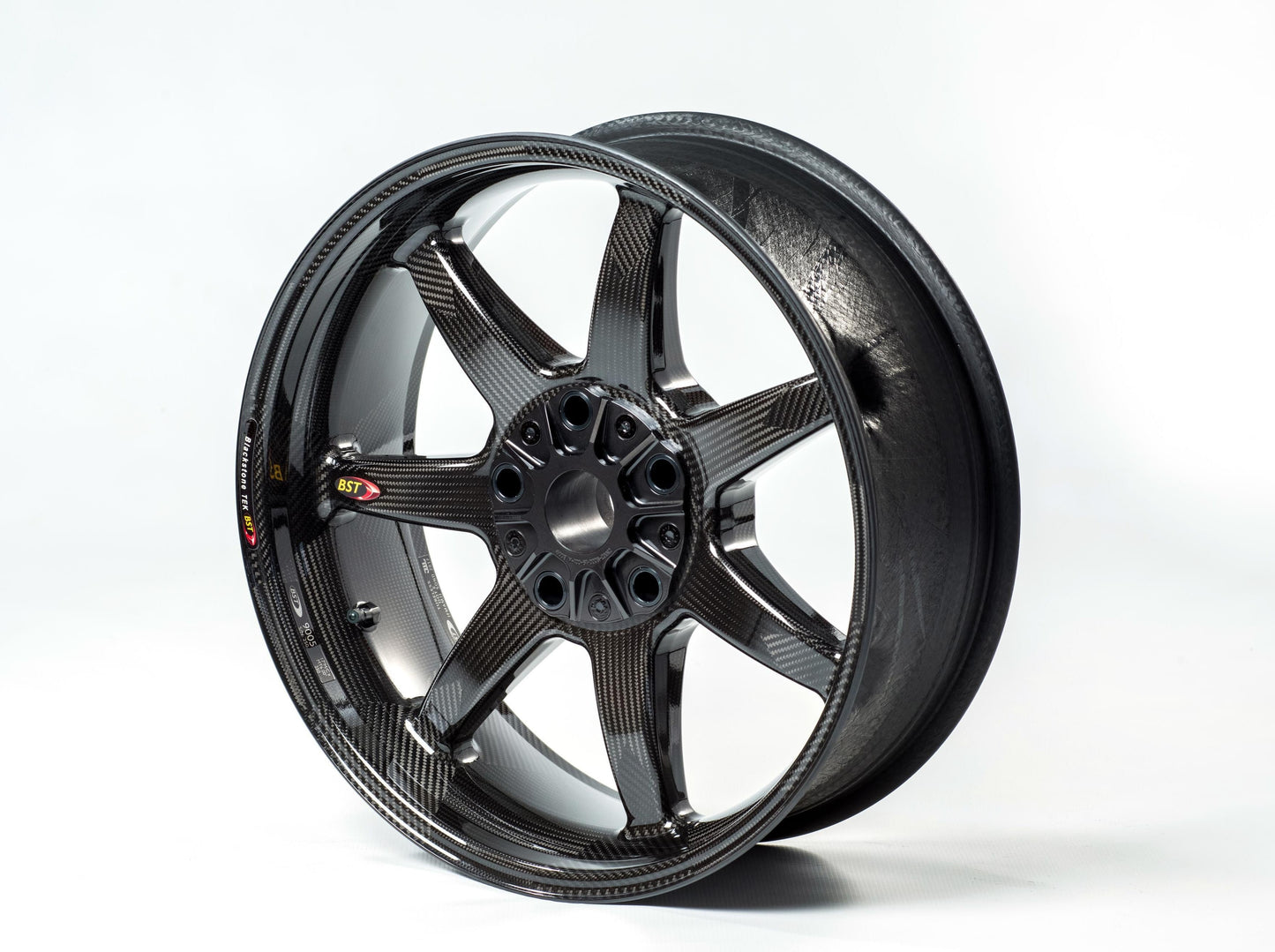 BST BMW R1200GS / R1200R / R1200RS / R1200S Carbon Wheel "Panther TEK" (conventional rear, 7 straight spokes, black hubs)