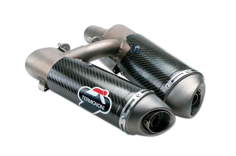 Ducati Hypermotard 1100/796 Dual Undertail Carbon Slip-on Silencers by TERMIGNONI