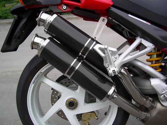 SPARK Ducati Monster S4R / S4RS Slip-on Exhaust "Round" (EU homologated; carbon)