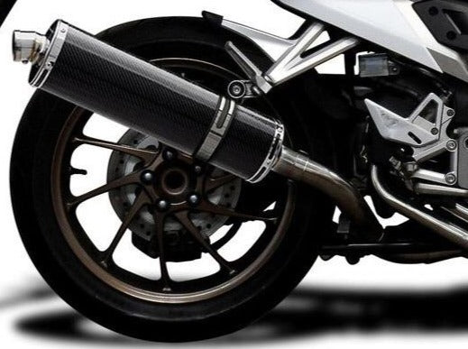DELKEVIC Honda VFR800X / VFR800F Full Exhaust System with Stubby 18" Carbon Silencer
