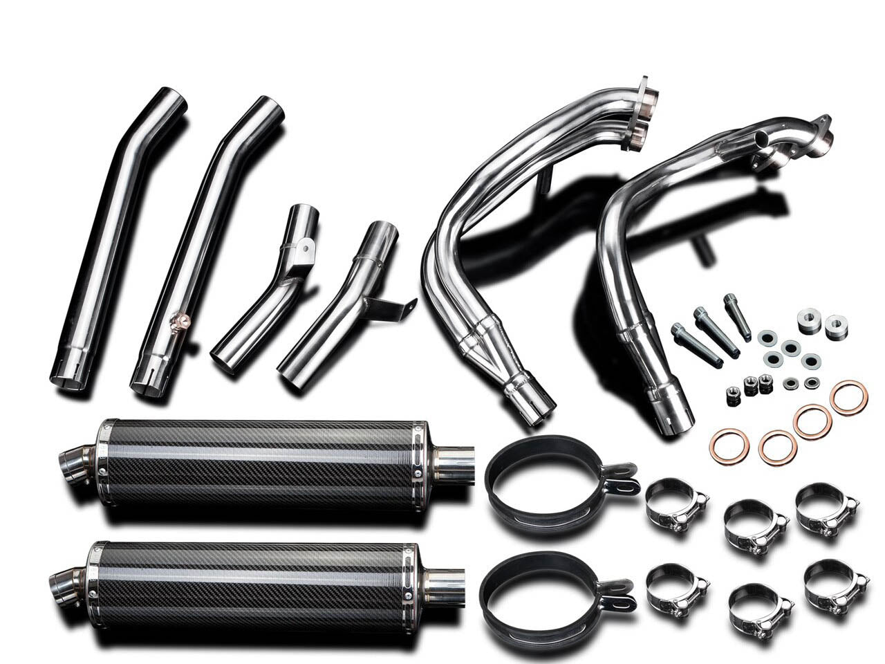 DELKEVIC Suzuki GSXR1300 Hayabusa (99/07) Full 4-2 Exhaust System with Stubby 18" Carbon Silencers
