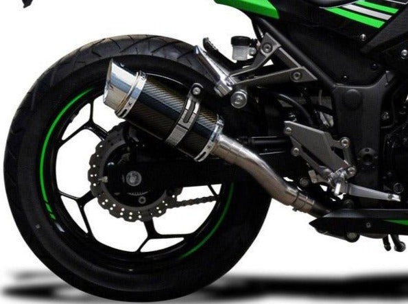 DELKEVIC Kawasaki Ninja 300 Full Exhaust System with Mini 8" Carbon Silencer