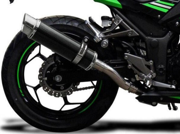 DELKEVIC Kawasaki Ninja 300 Full Exhaust System with DL10 14" Carbon Silencer
