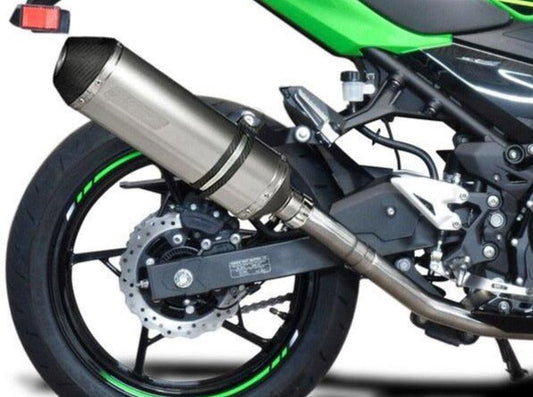 DELKEVIC Kawasaki Ninja 400 / Z400 Full Exhaust System with 13.5" Titanium X-Oval Silencer