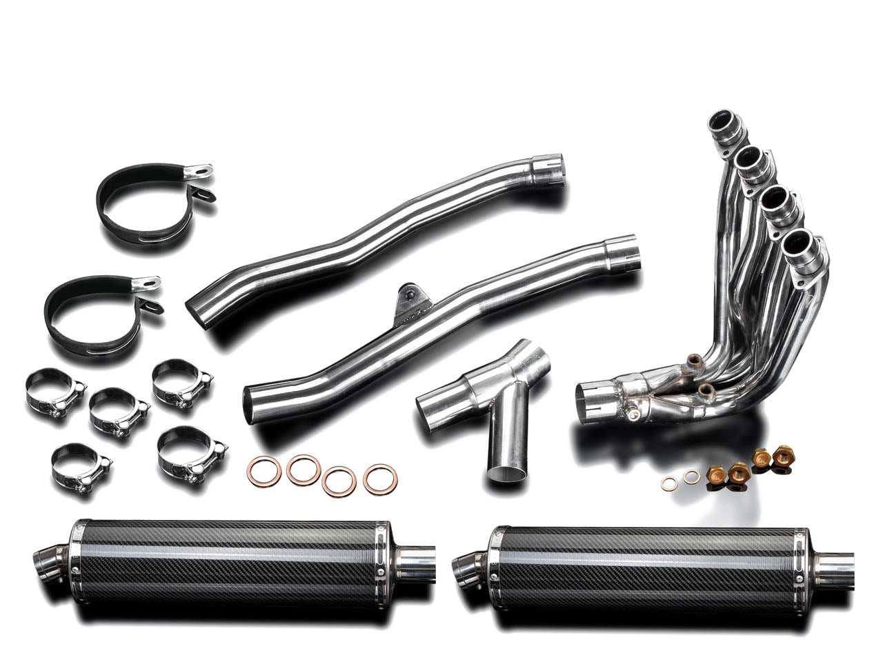 DELKEVIC Kawasaki Ninja ZX-14 (08/11) Full Exhaust System with Stubby 18" Carbon Silencers