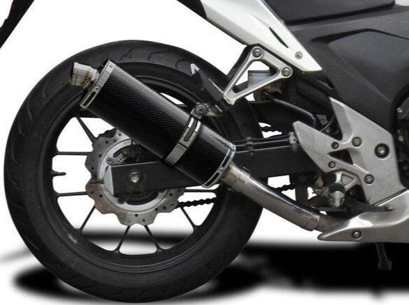 DELKEVIC Honda CB500 / CBR500R Full Exhaust System with Stubby 14" Carbon Silencer
